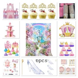 Girl’s princess themed birthday party supplies and decorations